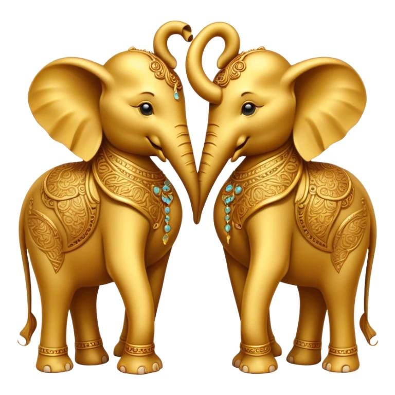 two golden elephants forming a heart with their trunks sticker