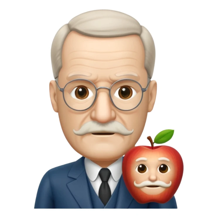 Sigmund Freud: create in exact Apple Memoji style using exact style: apple ios, 3D rendered, with exact words: я промолчу sticker