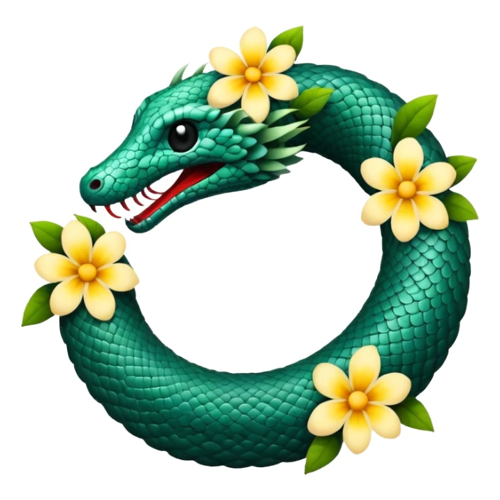 ouroboros serpent made of flowers sticker