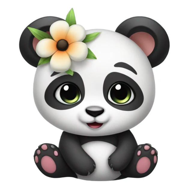 Cute female Panda wearing a tutu and a flower above 1 ear  sticker