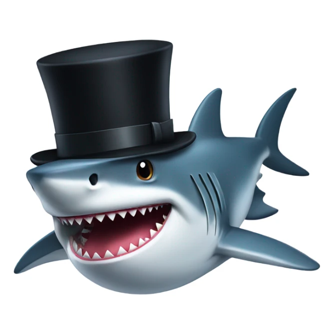 Shark with a top hat sticker