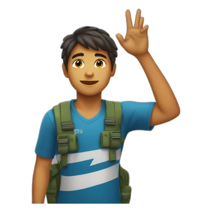 Brazilian boy saluting with his hand in the air sticker