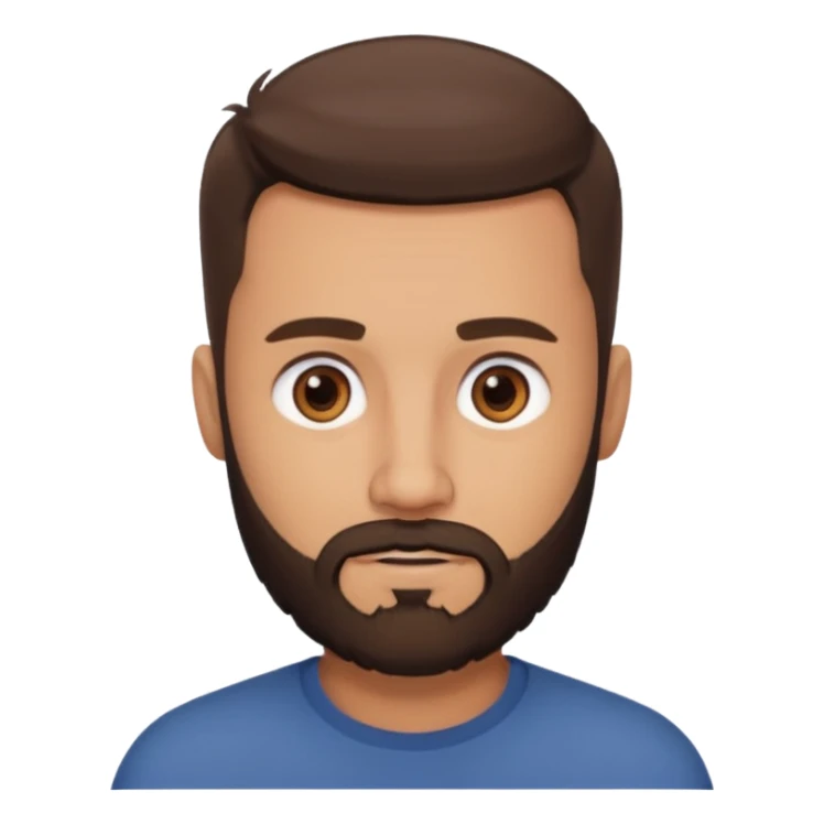 man, short hair, brown eyes, full beard, interested in what he sees sticker