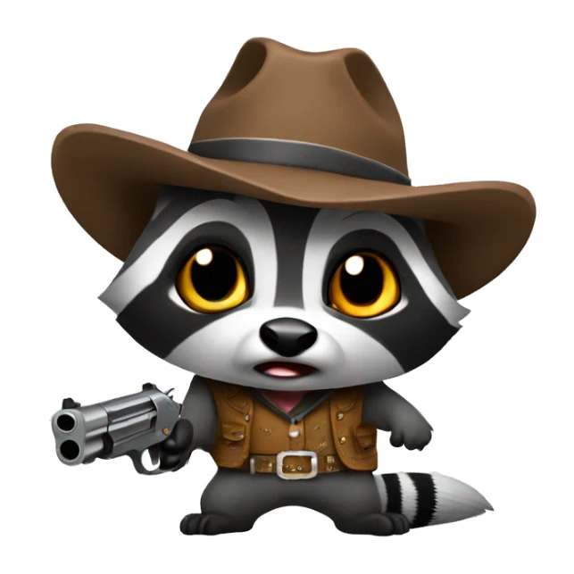 Cowboy raccoon angry with gun  sticker