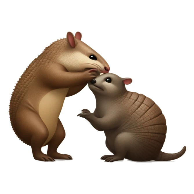 An armadillo and hairy otter giving a kiss  sticker