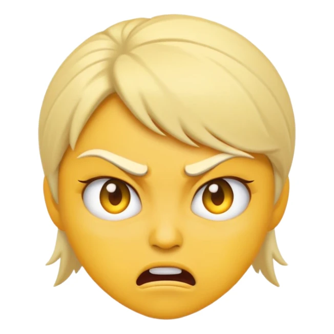 angry female emoji in a white circle sticker