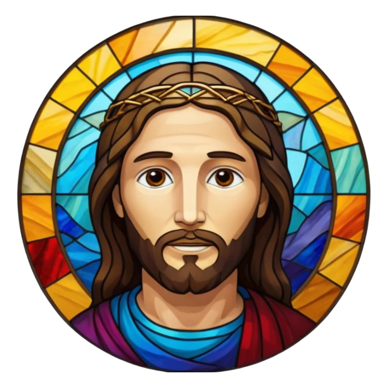 iPhone screen with Jesus in stained glass art style as the display image sticker
