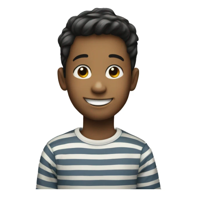 smiling boy in striped shirt sticker