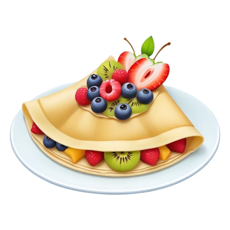 Crepe with fruit toppings in emoji style sticker