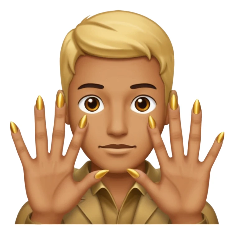 Tan skin hand with short mens gold nails sticker