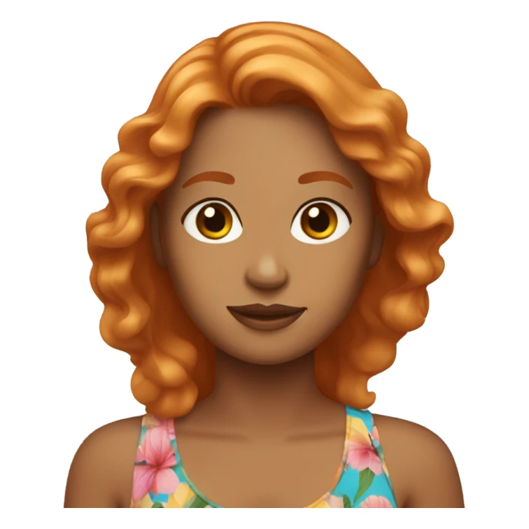 beach lady, ginger hair, brown skinned,  sticker