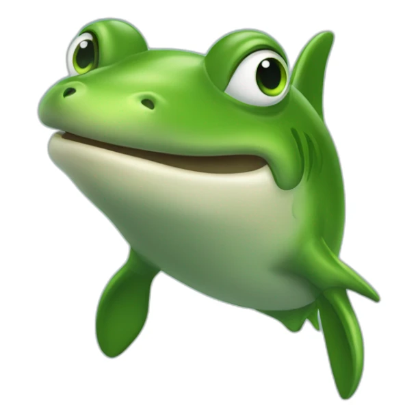 Une grenouille  sûre un dophin sticker