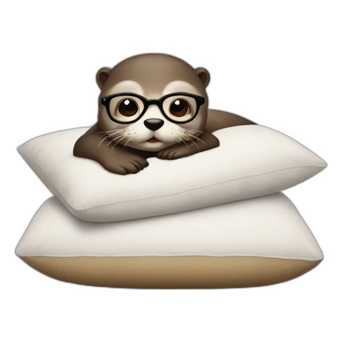otter with glasses against a pillow sticker