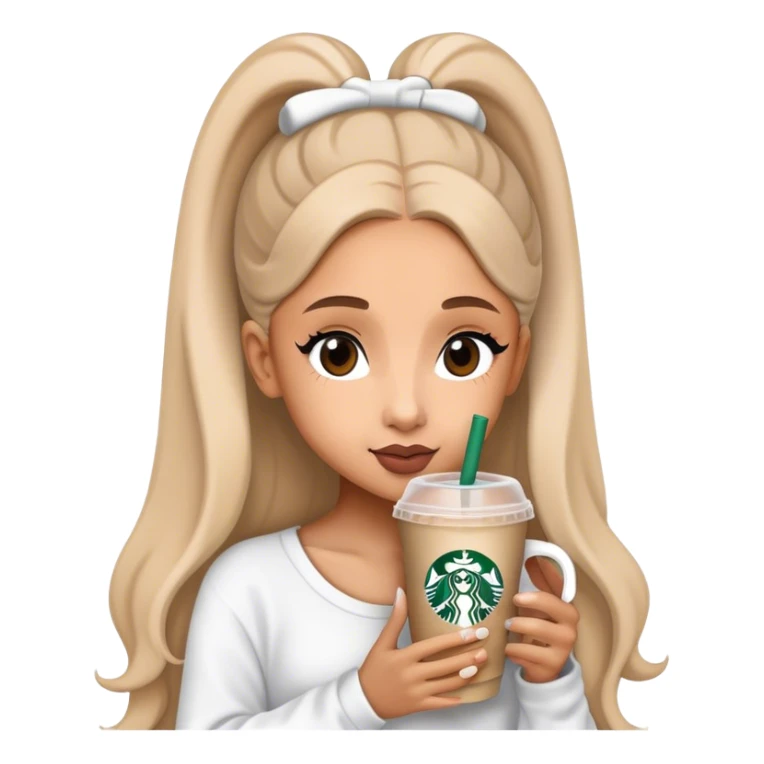 Ariana grande holding a Starbucks cup sticker