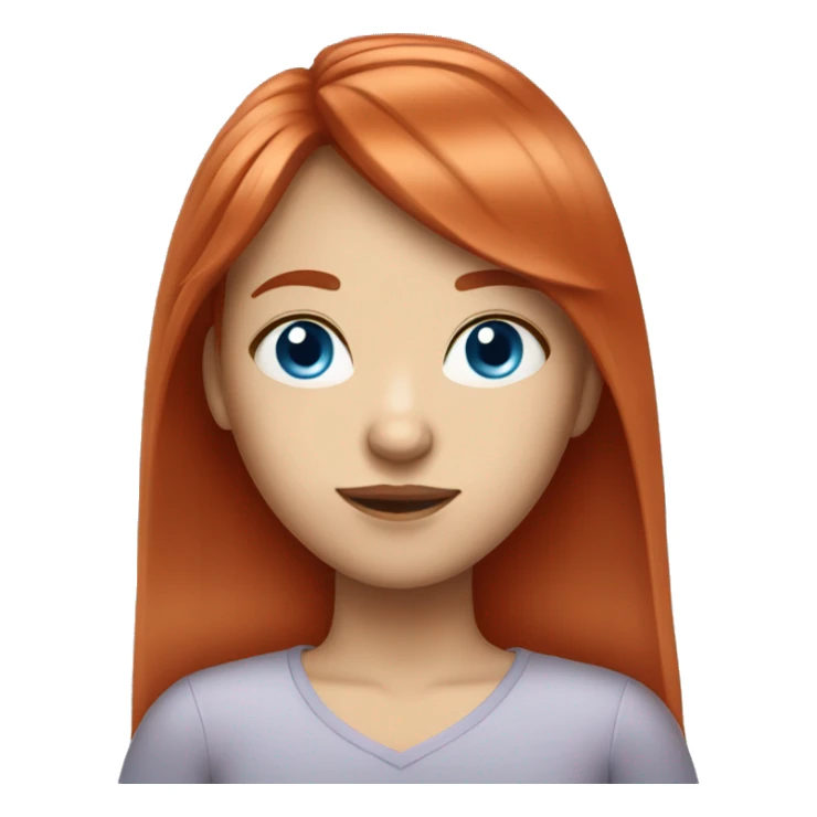 Straight long red hair girl with bangs blue eyes sticker