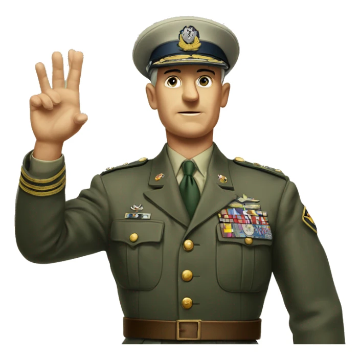 miltary general 1940s raises his hand sticker