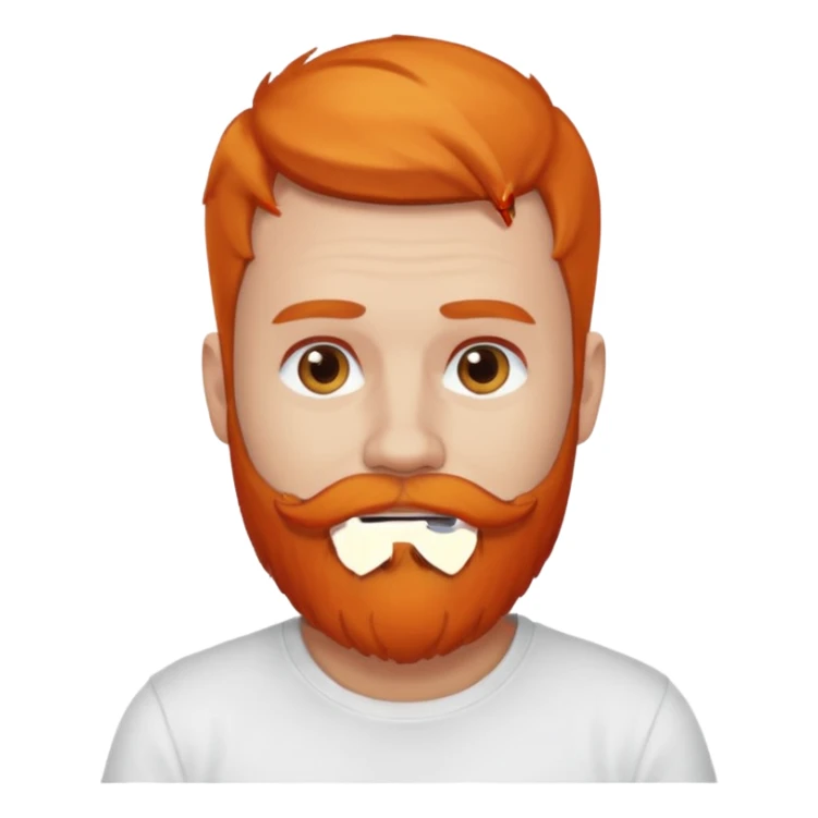 man with orange beard in white t shirt sticker