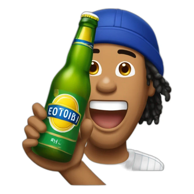 Ronaldinho brindando una botella de cerveza sticker