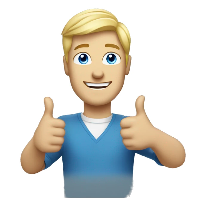 blonde man with blue eyes happy with thumbs up sticker