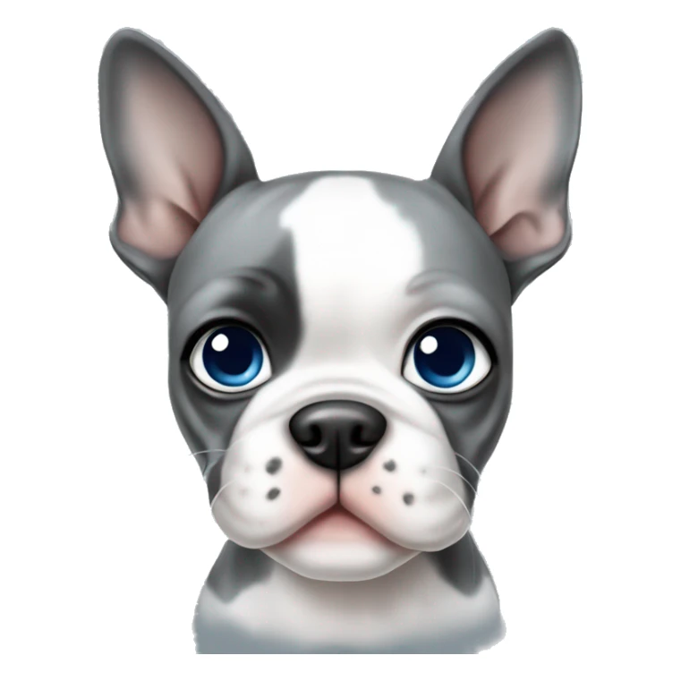 grey and white boston terrier puppy with blue eyes sticker