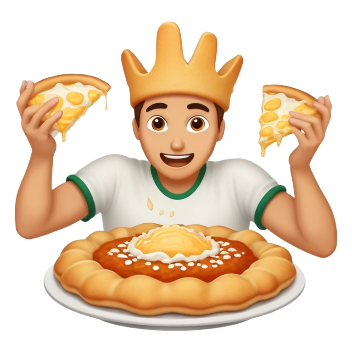 hand smashing a cheesy Hungarian lángos, playful and bold sticker