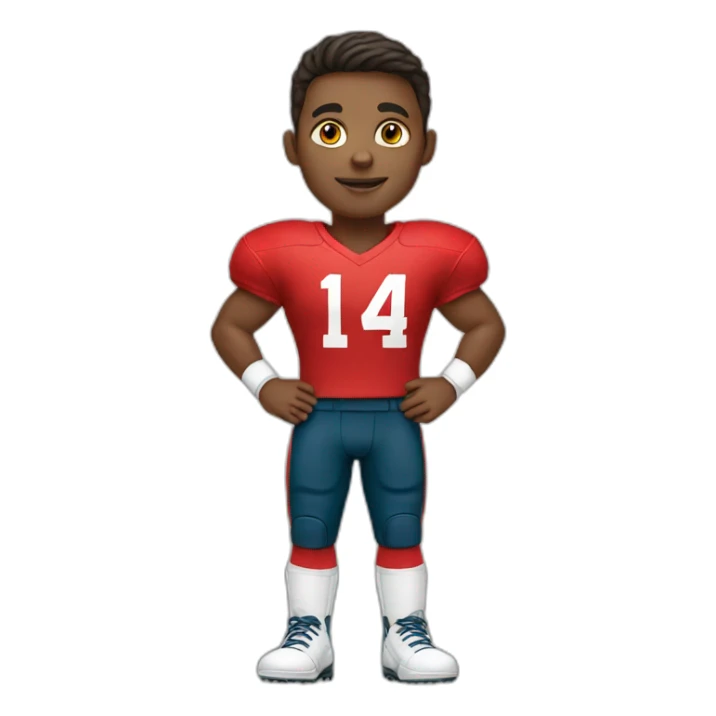 Young football player in red t-shirt sticker