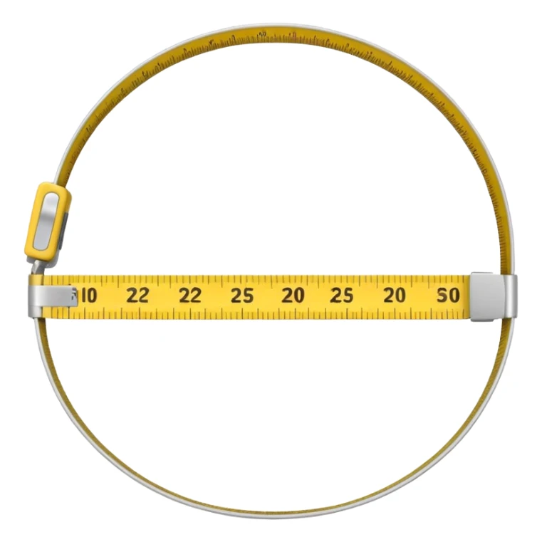 A tape measure forming a loop around a waist sticker