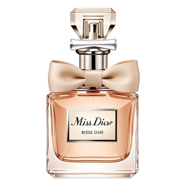 Classic miss dior eau de parfum, bow bottle, low, beige sticker