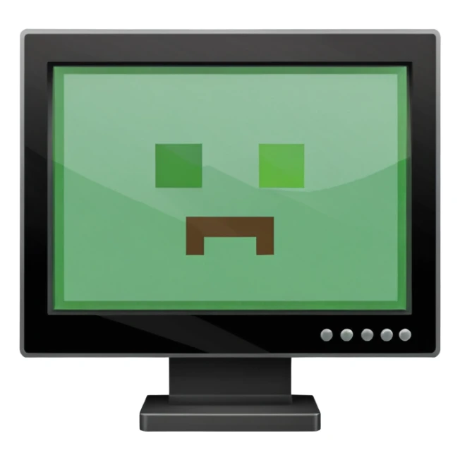 transparent monitor icon with the title 'minecraft' on it sticker