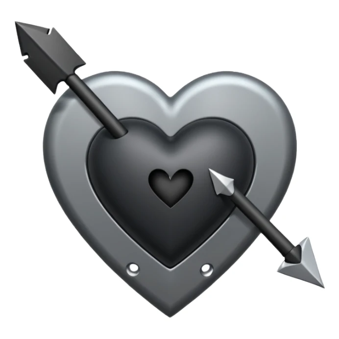 Black heart with cross arrow. Don't use red colour . Use normal Arrow which goes from one side and come out of other  sticker