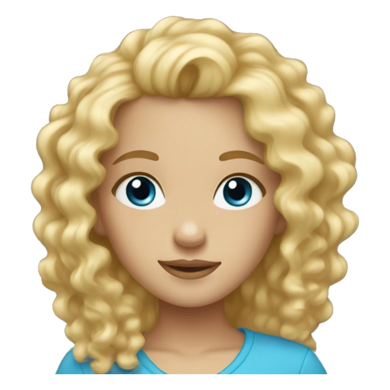  girl with curly blond hair and blue eyes  sticker