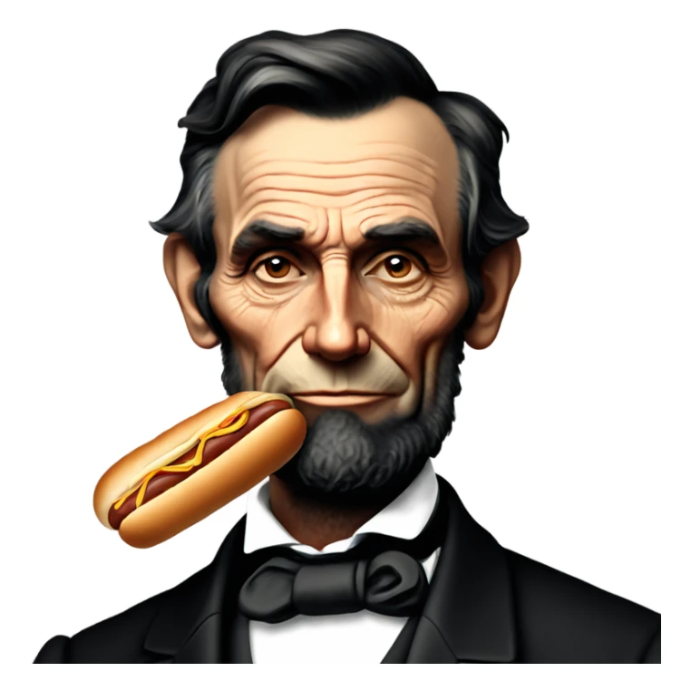 Abraham Lincoln with a hot dog for a nose  sticker