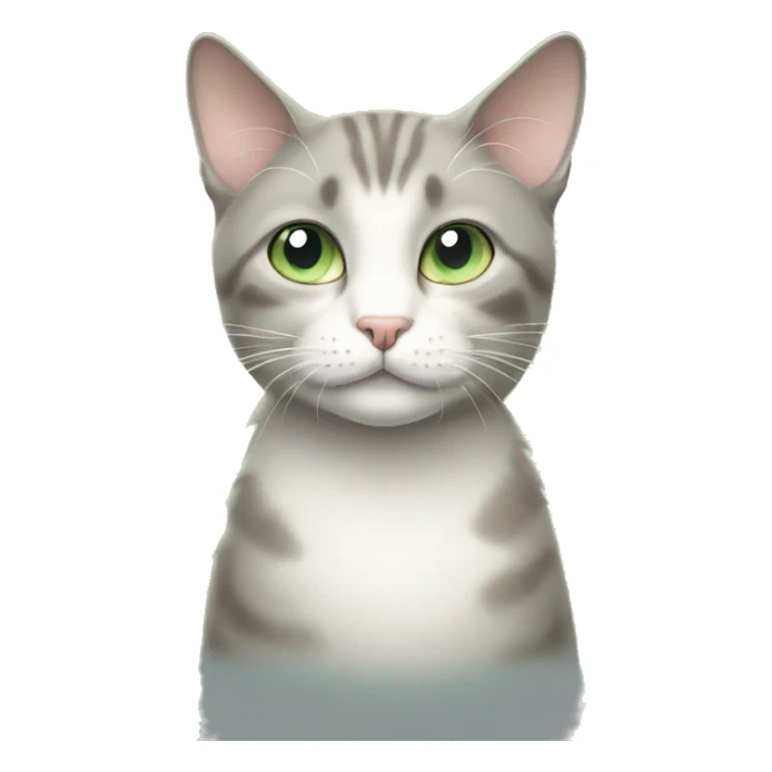grey, beige and white cat with pale green eyes  sticker