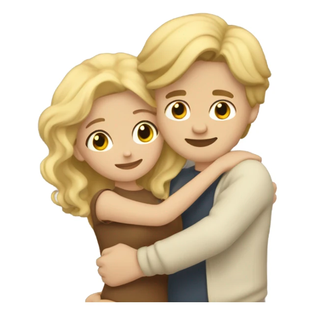 Blonde girl hugging a light brown wavy hair guy sticker