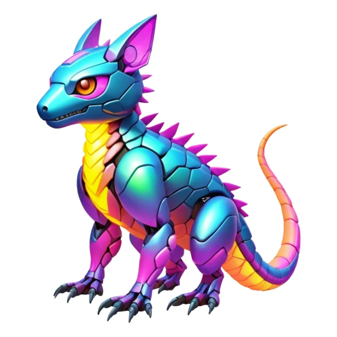  exotic futuristic lush warm-colored modern colorful neon-colored cyber-Fakémon-Digimon-Trico-creature sticker