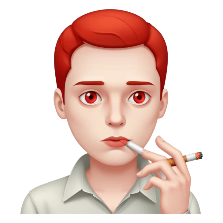 man with very red eyes smoking  sticker