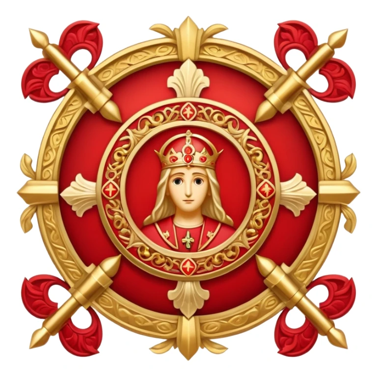 red saint emblem with holy symbols sticker