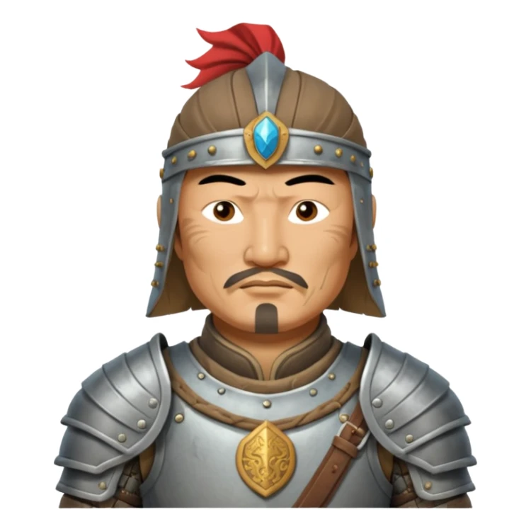 portrait of Genghis Khan in armor rotated 45 degrees to the right sticker