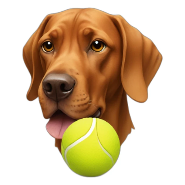 vizla dog chewing on tennis ball sticker