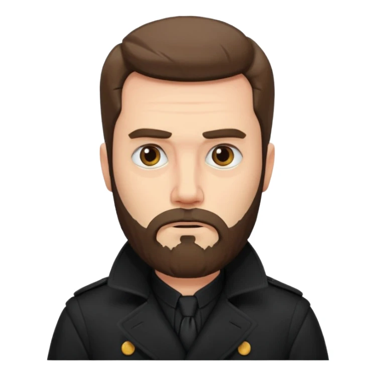 bearded man in black in black trenchcoat  sticker