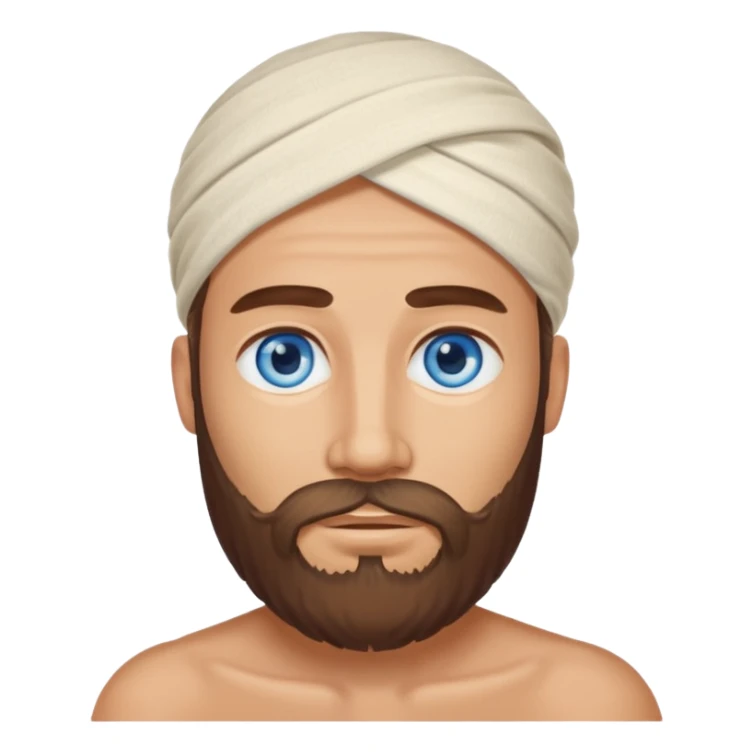 blue eyed desert bearded man cowered with creme cloth sticker