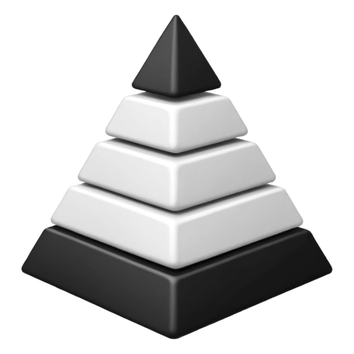 2D triangle with squares stacking up inside to demonstrate a social herarchy (all black and white) sticker