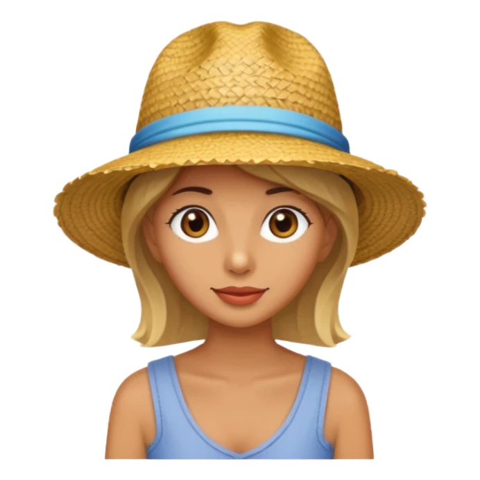 full body woman with straw hat sticker