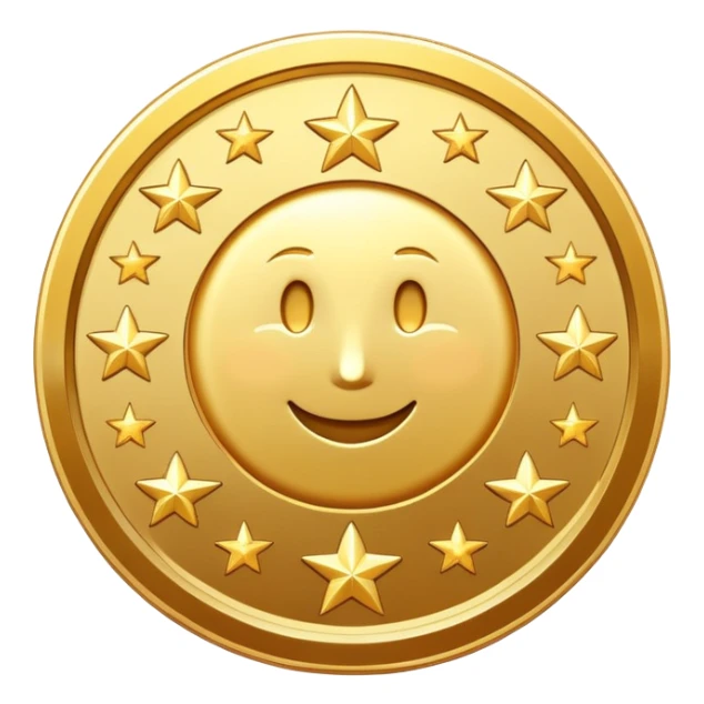 golden coin surrounded by sparkling stars sticker