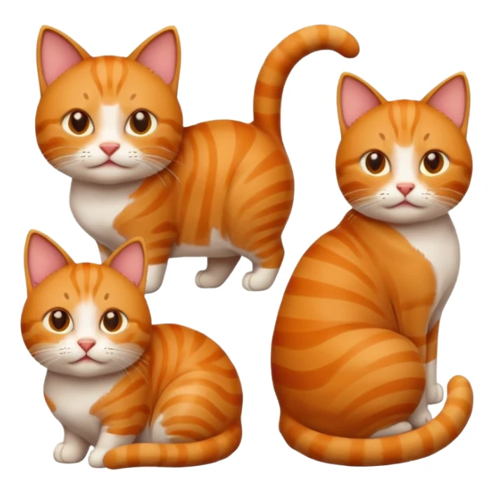 2D emoji of a cat, apple style emoji, different pose sticker