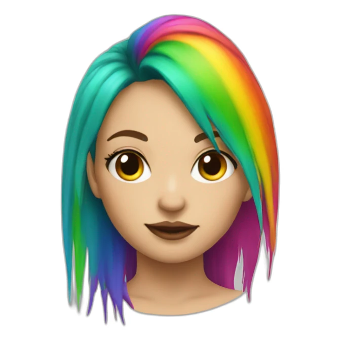 Rainbow hair punk girl sticker