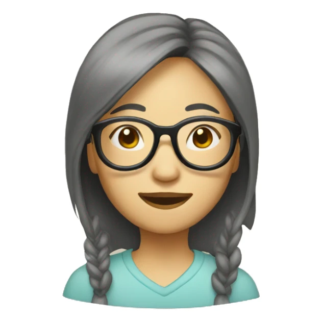 asian woman glasses old sticker