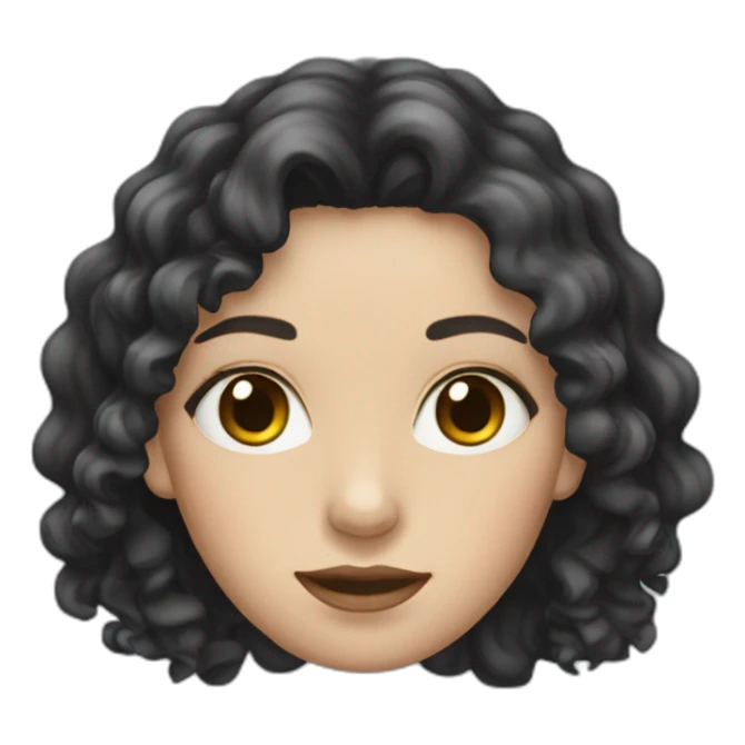 white woman with black curly long hair sticker