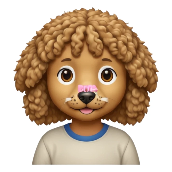 curly hair dog with shirts  sticker