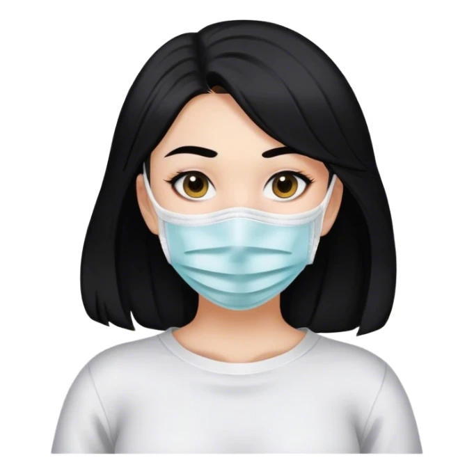 girl with black hair and face mask sticker